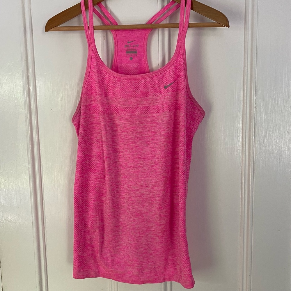 NIKE Dri Fit Women’s L  Athletic Top Pink Lightweight Racerback Gym Fitness EUC